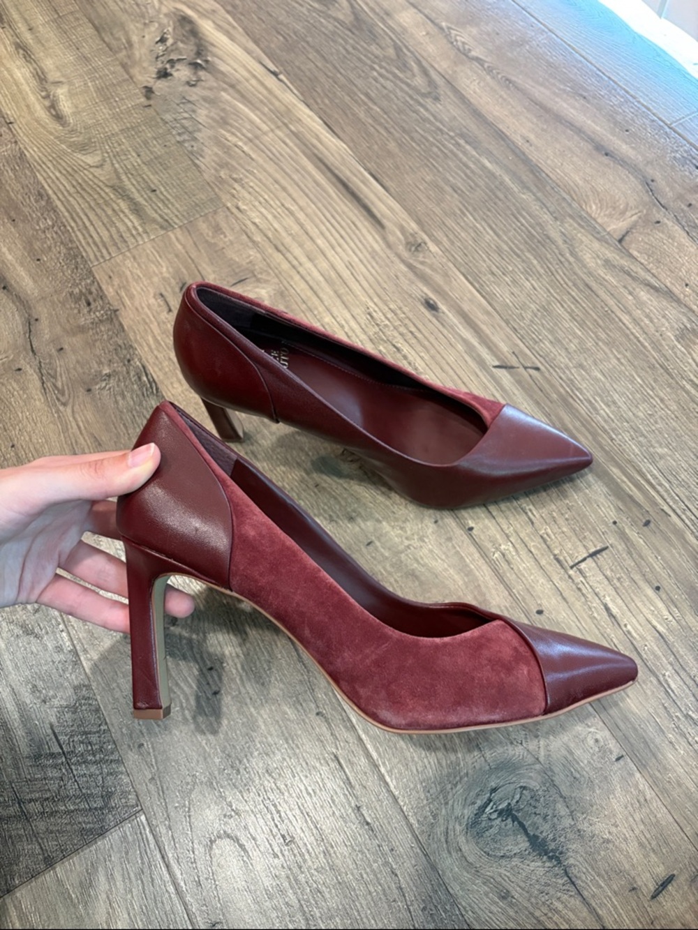 Vince Camuto Genuine Suede & Leather Heels Maroon Pumps Fall size 9 - Picture 2 of 7